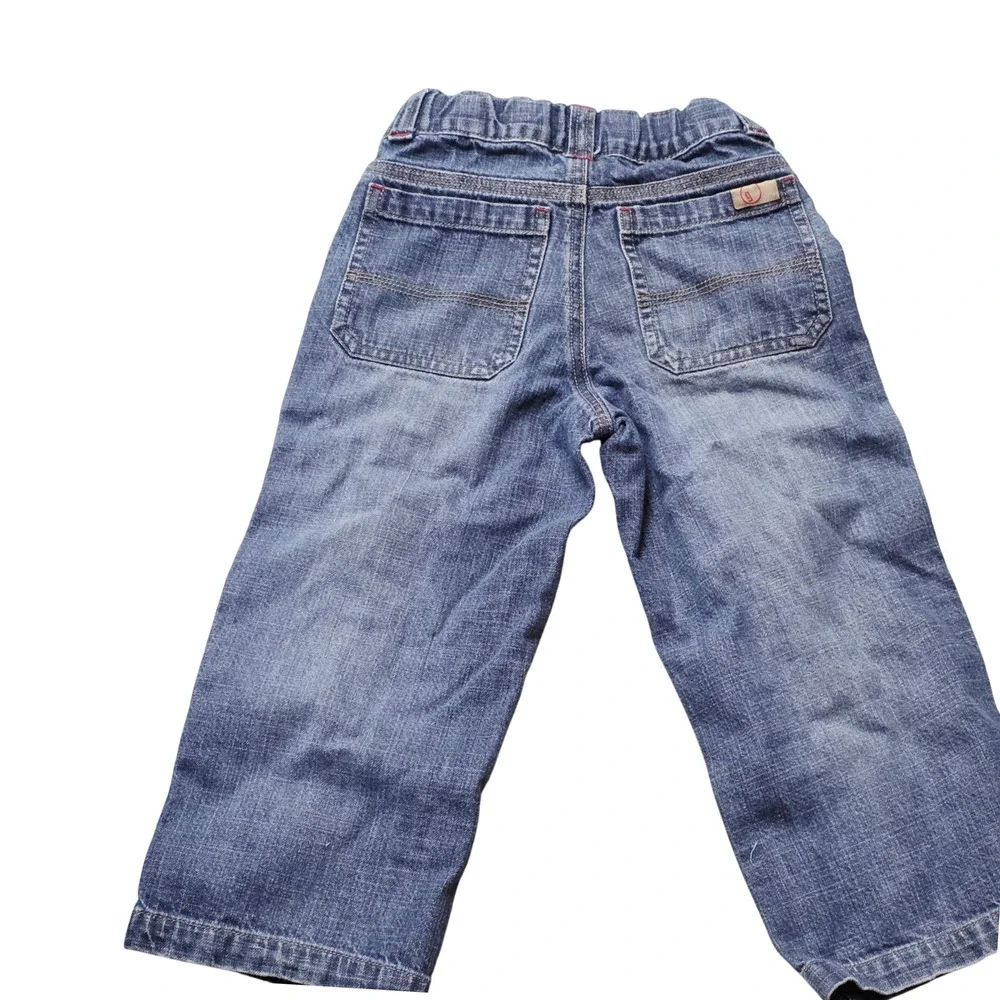 Y2K 2003 Gymboree Kids Denim Jeans Size 4 Blue Button Fly Distressed Cargo Style